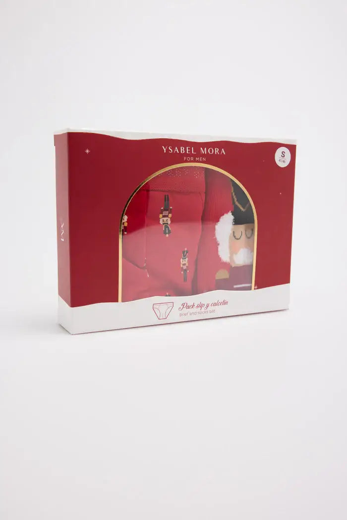 Confezione di boxer e calzini natalizi con stampa schiaccianoci