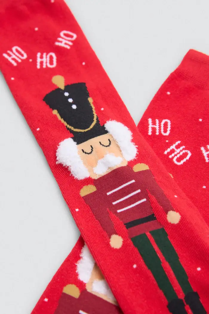 Confezione di boxer e calzini natalizi con stampa schiaccianoci