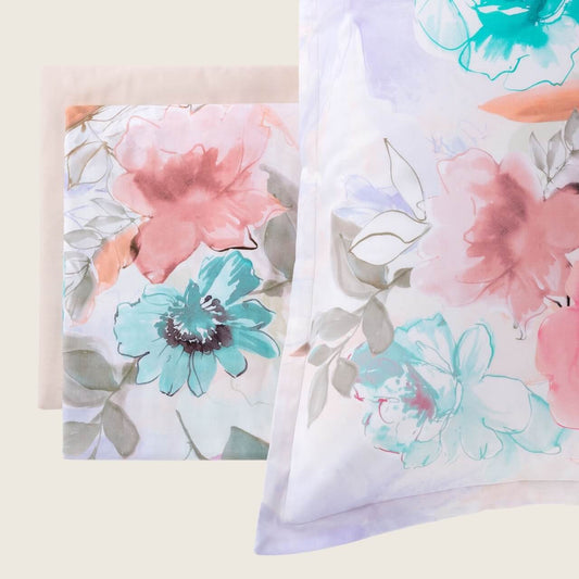 Completo lenzuolo copriletto in percalle Fleur