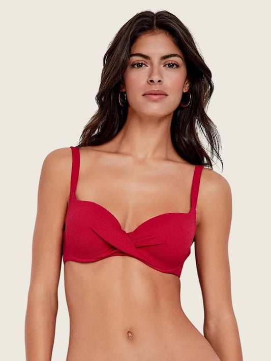 Top bikini in tessuto strutturato Lisa