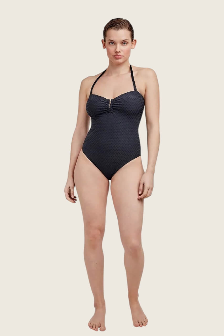 Costume senza ferretto tessuto strutturato Pois