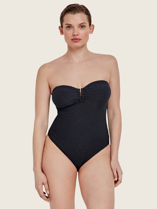 Costume senza ferretto tessuto strutturato Pois