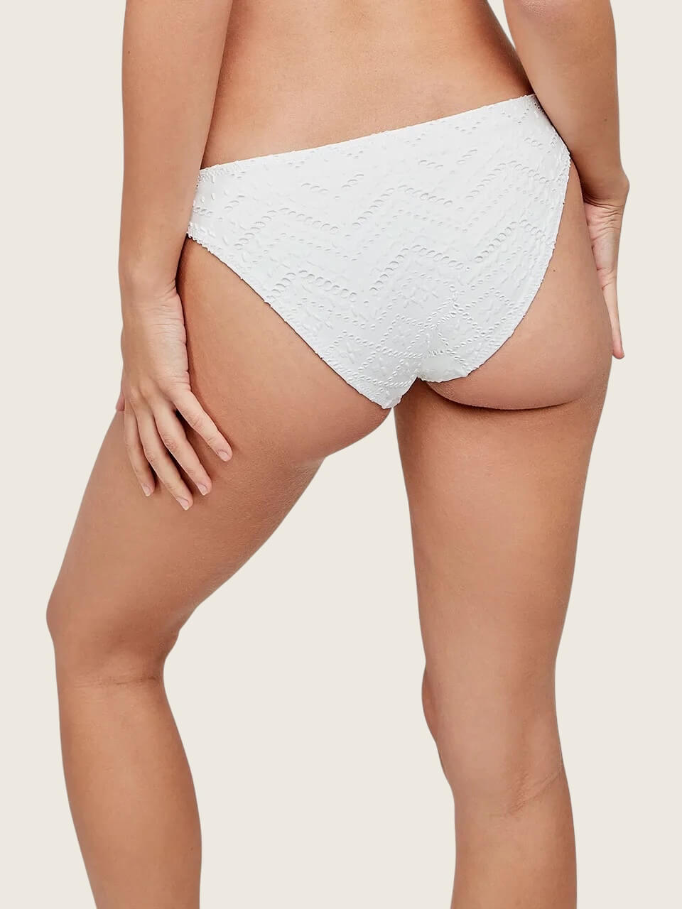 Slip bikini tessuto fustellato Bianca