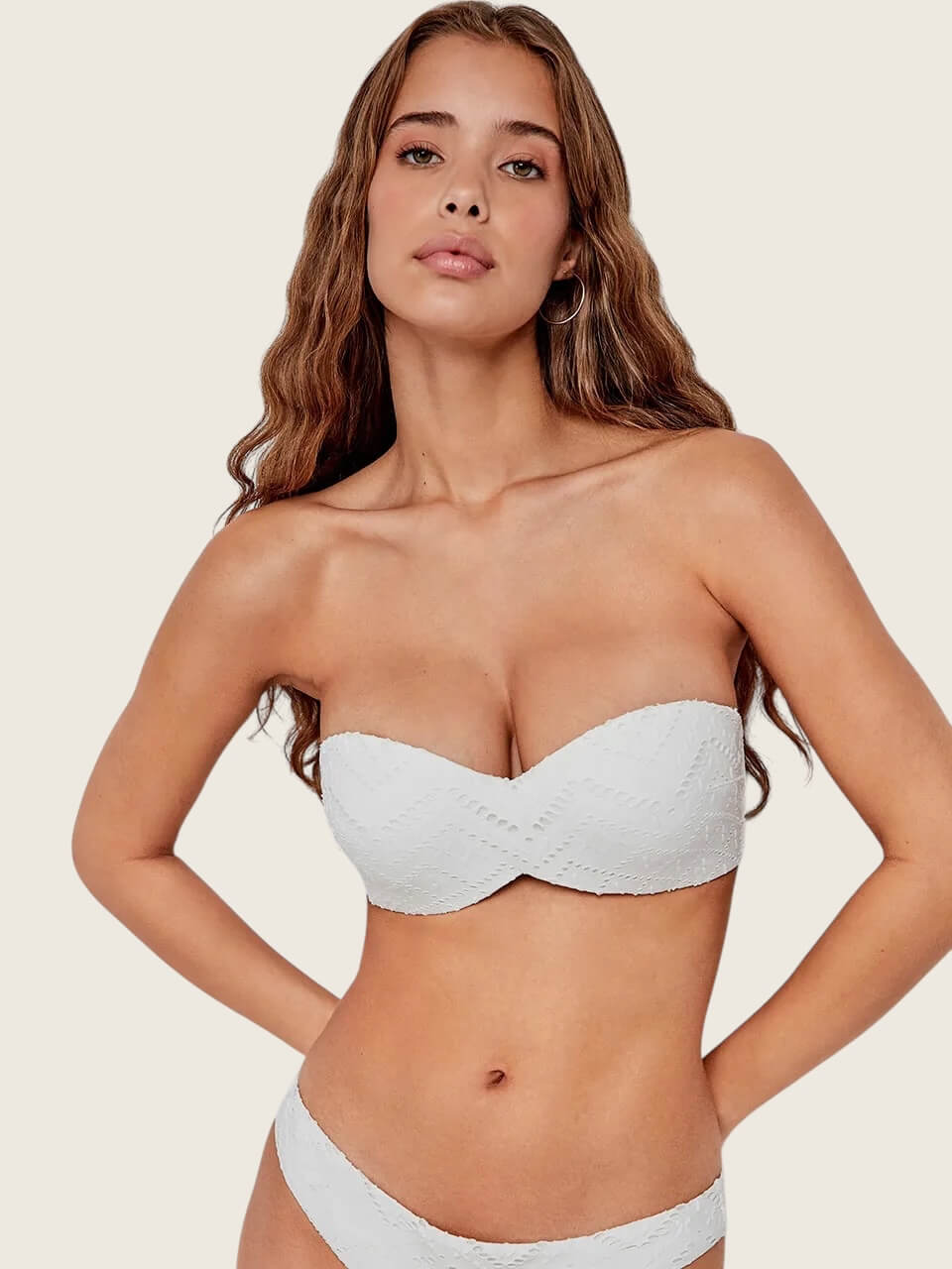 Top bikini bandeau ferretto silicone Bianca