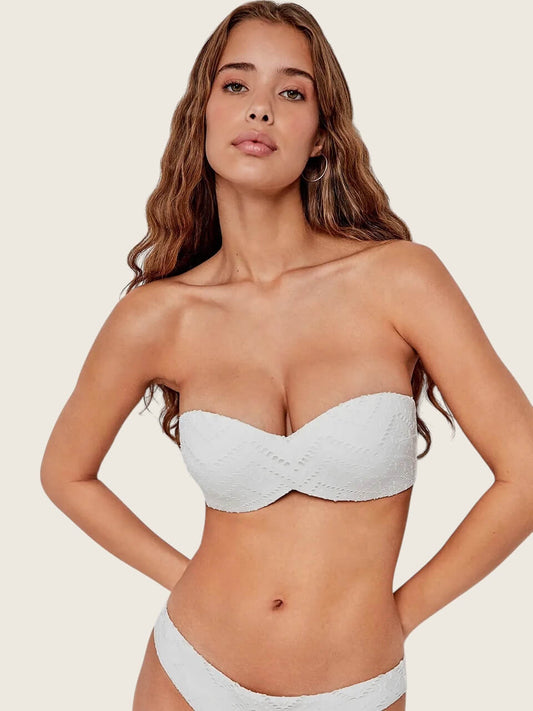 Top bikini bandeau ferretto silicone Bianca
