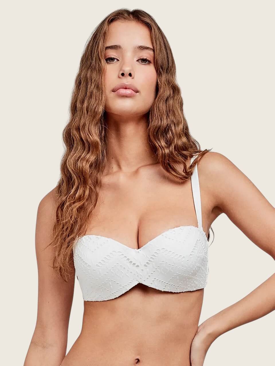 Top bikini bandeau ferretto silicone Bianca