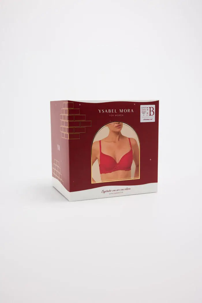 Reggiseno imbottito con ferretto in pizzo rosso