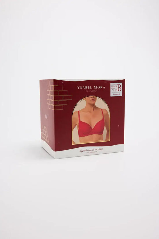 Reggiseno imbottito con ferretto in pizzo rosso