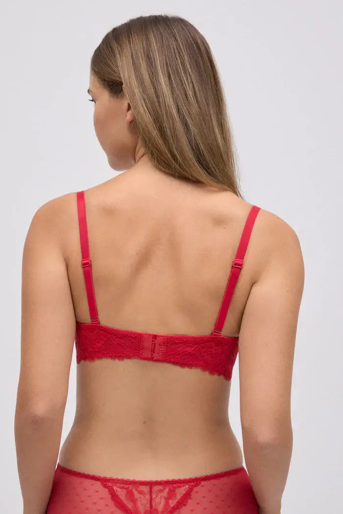 Reggiseno imbottito con ferretto in pizzo rosso