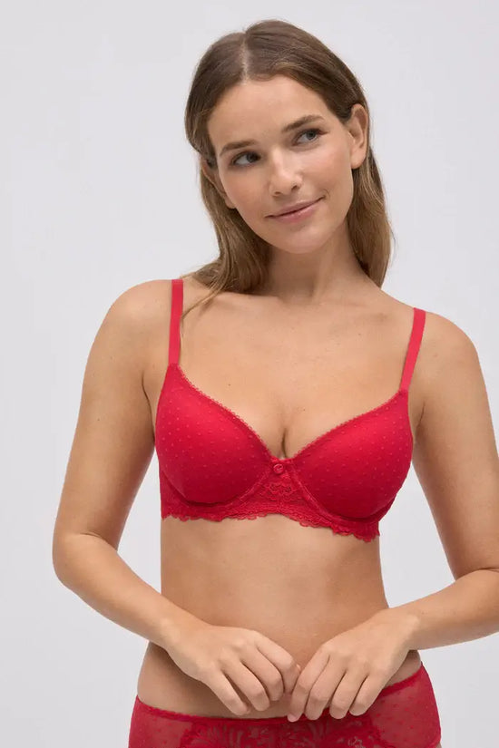 Reggiseno imbottito con ferretto in pizzo rosso
