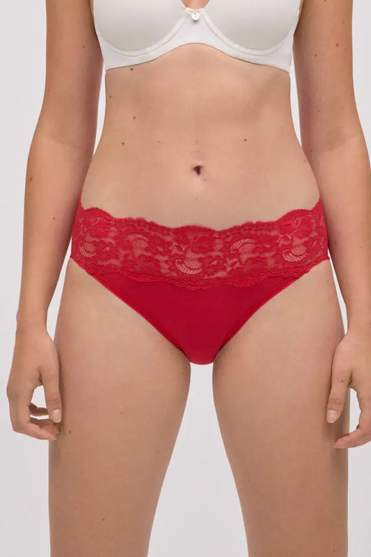 Slip midi in pizzo rosso